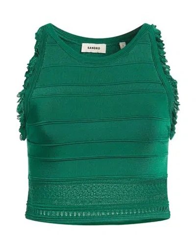 Sandro Woman Top Green Size 4 Viscose, Polyamide, Elastane