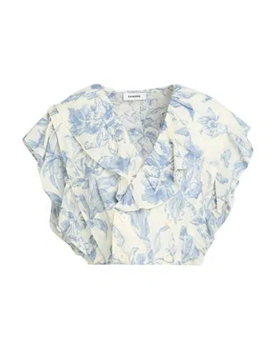 Sandro Josey Cropped Oberteil Aus Gaze Aus Einer Leinenmischung Mit Print In Creme