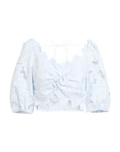 Sandro Woman Top Light Blue Size 3 Polyester, Cotton, Polyamide