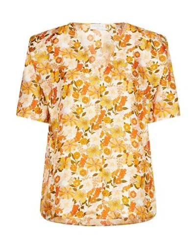 Sandro Woman Top Orange Size 3 Silk