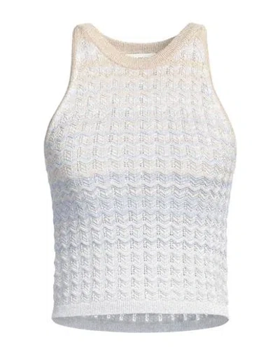 Sandro Woman Top Platinum Size 3 Viscose, Metallic Fiber In Grey