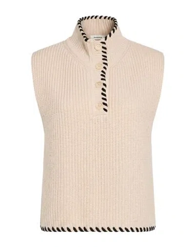 Sandro Woman Turtleneck Beige Size Onesize Wool, Polyamide In Neutral