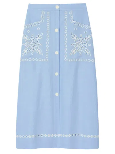 Sandro Women's -embroidered Maxi Skirt In Sky Blue