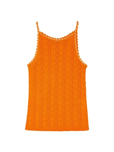 Sandro Women's Beaded Knit Vest Top In Jaunes / Oranges