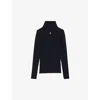 Sandro Womens Bleus Eline Logo-plaque Knitted Jumper
