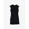 Sandro Button-detail Mini Dress In Bleus