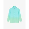 Sandro Womens Bleus Rhinestone-embellished Tie-dye Cotton Shirt