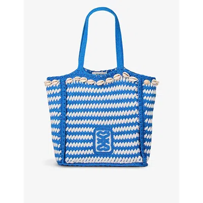 Sandro Womens Bleus Stripe-pattern Woven Tote Bag In Burgundy