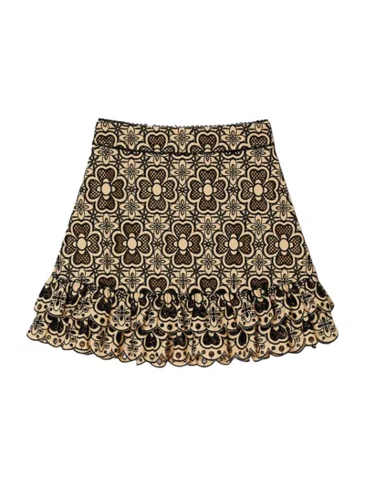 Sandro Women's Broderie Anglaise Short Skirt In Brown Black