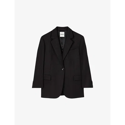 Sandro Womens Bruns Lapel-collar Single-breasted Pinstripe Wool-blend Blazer