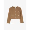 Sandro Collarless Felted Cropped Jacket In Bruns
