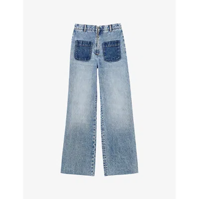 SANDRO WOMENS DENIM - JEAN FLARED-LEG HIGH-RISE JEANS