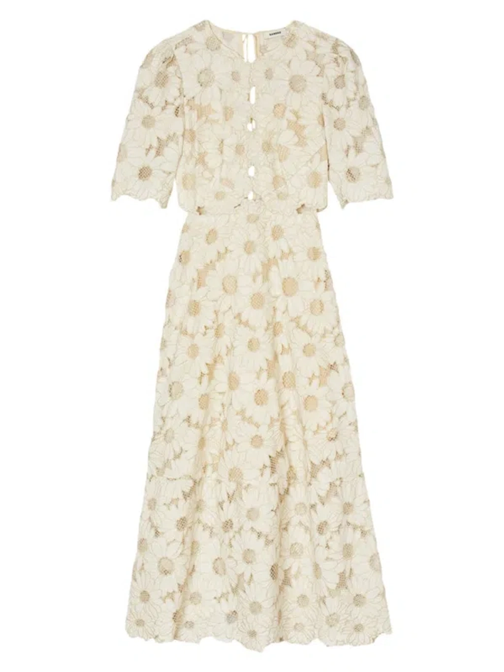 【海外限定】Sandroスカート☆Scalloped Floral Guipure-Lace Mi Sandro Guipure Floral Midi Skirt in White | Lyst
