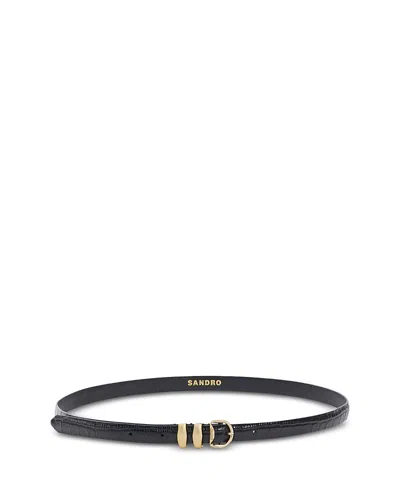 Sandro Women's Flo Croc Embossed Leather Belt In Black