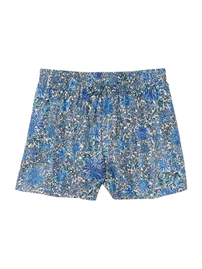 Sandro Womens Bleus Floral-print High-rise Woven Shorts