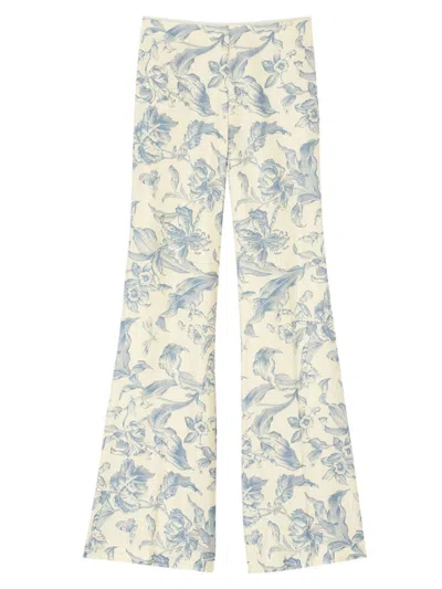 Sandro Women's Flower Print Trousers In Ecru Blue