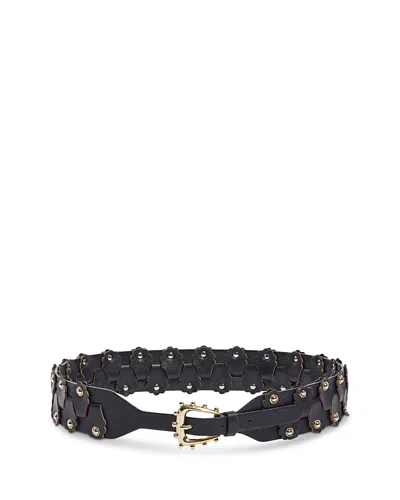 Sandro Women's Interlaced Studded Leather Belt In Black