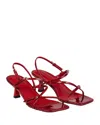 Sandro Womens Rouges Strappy Square-toe Leather Heeled Sandals In Red