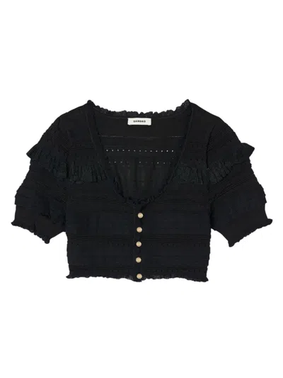Sandro Women's Knit Crop Top In Black
