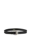Sandro Womens  Textured-buckle Leather Belt In Black