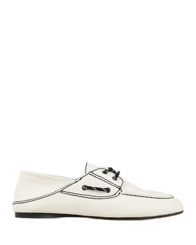 Sandro Womens Naturels Contrast-lace Foldable-heel Leather Boat Shoes
