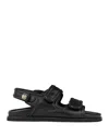Sandro Womens  Logo-plaque Double-strap Leather Sandals In Black