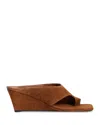 Sandro Square-toe Suede Sandals In Brown