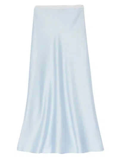 Sandro Women's Long Satin-effect Skirt In Bleus