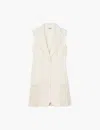 Sandro Womens Naturels V-neck Sleeveless Pleated Stretch-woven Playsuit In Naturels