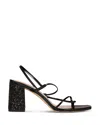 Sandro Glitter Block-heeled Sandals In Black