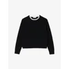 Sandro Logo-embroidered Crew-neck Jumper In Noir / Gris