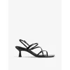 Sandro Womens Noir / Gris Strappy Square-toe Leather Heeled Sandals Eur 36 / 3 Uk
