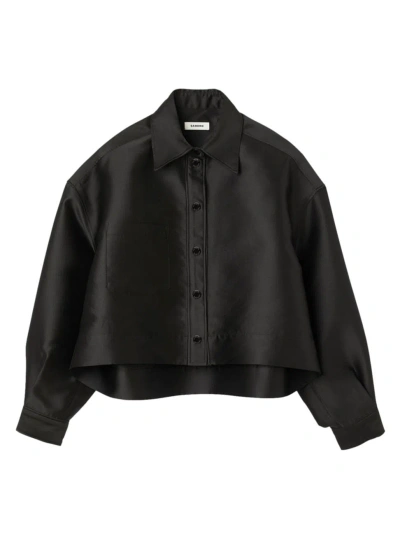 Sandro Women's Oversized Satin-effect Shirt In Black