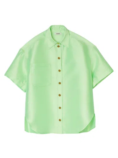 Sandro Women's Oversized Satin Shirt In Green