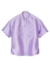 Sandro Short-sleeve Satin Shirt In Purple