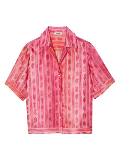 Sandro Women's Paisley Print Shirt In Pink Red