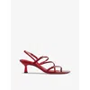 Sandro Womens Rouges Strappy Square-toe Leather Heeled Sandals In Rouges