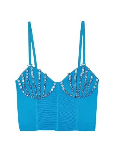 Sandro Women's Seashell Rhinestone Bustier Top In Blue