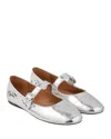 Sandro Womens  Crinkled-texture Metallic-leather Mary Jane Flats In Silver
