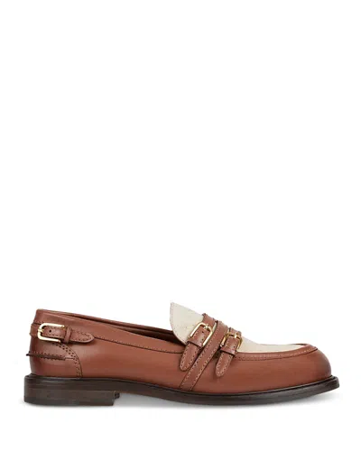 Sandro Women's Shiny Leather Buckled Loafers In Brown