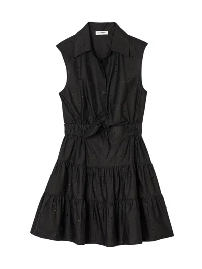 Sandro Women's Short Draped Dress With Rhinestones In Black