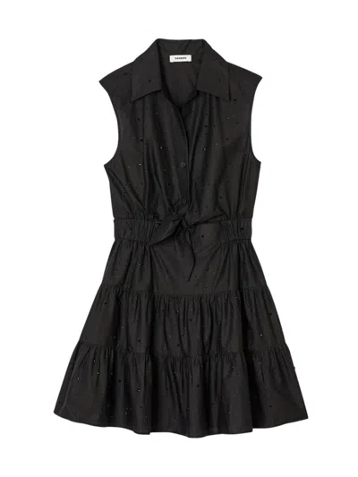 sandro short draped dress Sandro Women's Short Draped Dress With Rhinestones In Black