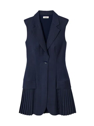 Sandro Carine Sleeveless Blazer Mini Dress In Deep Blue