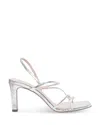 Sandro Leather Sandals With Block Heel In Silver