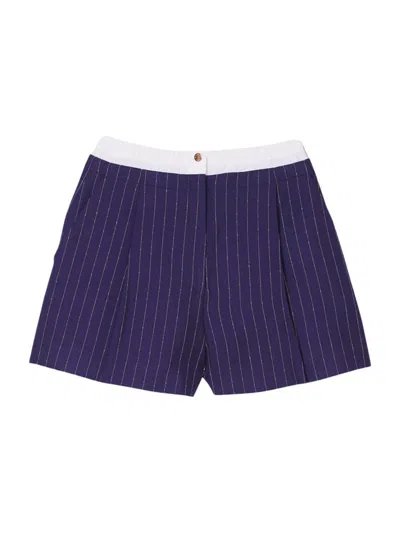 Sandro Women's Striped Shorts In Deep Blue