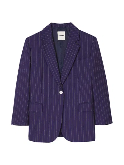 Sandro Women's Striped Suit Jacket In Deep Blue