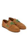Sandro Womens Naturels Contrast-lace Suede Boat Shoes In Brown