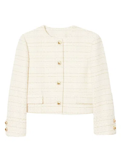 Sandro Women's Tweed Jacket In Ecru Gold