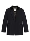 Sandro Hella Wool-blend Blazer In Deep Blue