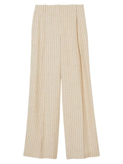 Sandro Women's Wide-leg Striped Floaty Trousers In Natural